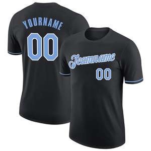 T-shirt d'équipe personnalisé avec numéro de joueur et nom d'équipe sur le devant, maillot de sport noir, fournisseur de vêtements de sport en gros à marque privée - Product Image 2