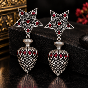Boucles d'oreilles classiques oxydées pour femmes, en zircon, forme poire cloche, plaqué argent antique, vente en gros, fournisseur direct d'usine - Product Image 4
