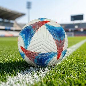 Soccer Ball White Blue Red Pattern Training Durable Inflated <b>Packing</b> <b>football</b> - Product Image 4