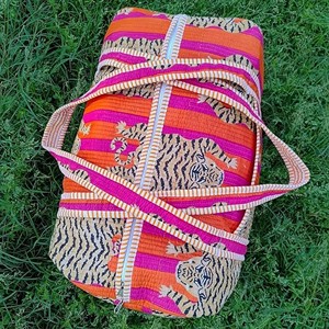 Sac de voyage indien fait main, imprimé tigre coloré, motif rayé, grande capacité, pour femme - Product Image 5