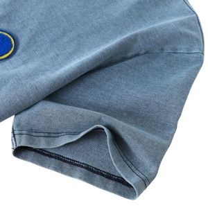 เสื้อยีนส์พิมพ์ลายเชนิลล์สีน้ำเงิน พรีเมี่ยมคอตตอน นุ่มสบาย สไตล์ลำลอง เท่ห์ๆ สตรีทแวร์ ยูนิเซ็กส์ เสื้อยืดลายกราฟิก - Product Image 5