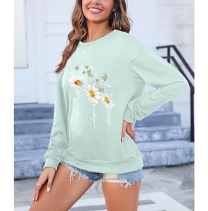 Nouveau design de luxe, sweat-shirt en coton pour femme à manches longues, col et épaules tombantes, imprimé, confortable, décontracté, hiver, imprimé personnalisé - Product Image 6