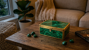 Malachite <b>desk</b> accessory green malachite stone decoration gift healing crystal malachite gift set feng shui malachite corporate - Product Image 4