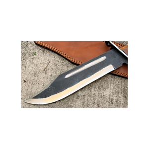 Cuchillo clásico de hoja fija de gran venta con mango de madera remachado y hoja bicolor - Product Image 2