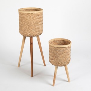 Best-seller Grands supports de plantes en bois de bambou Support de jardinière de fleurs à décor de balcon avec pieds en bois Prix bon marché - Product Image 6