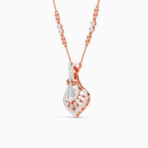 Lab Grown Diamond Graceful Teardrop Glow Glimmer Loop Pendant Set In 9K Yellow White And Rose Gold - Product Image 2
