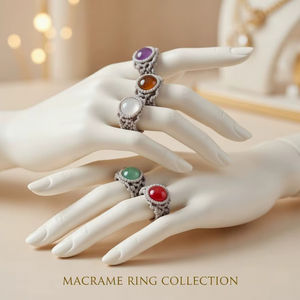 Colección de Anillos de Macramé con Múltiples Piedras - Joyería Náutica de Cristales Curativos al por Mayor, Certificados por IGI |   CREACIONES HARI OM - Product Image 2