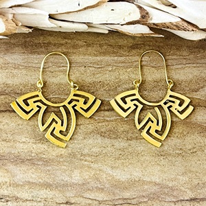 Meilleures Boucles d'Oreilles Créoles Géométriques Tribales au Design Unique, Boucles d'Oreilles Bohèmes en Laiton pour Femmes, Plaqué Or 18K, Style Ethnique Chandelier, Vente en Gros/OEM/ODM - Product Image 1