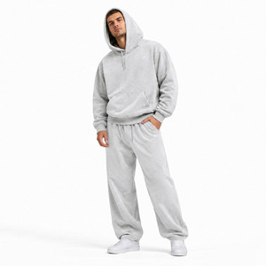 Ensembles de survêtements gris en molleton doux et oversize avec logo personnalisé pour l'hiver – Fournisseur en gros - Product Image 1