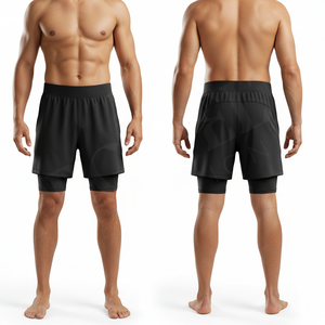 Pantalones Cortos Deportivos 2 en 1 Personalizados de Poliéster, con Forro de Compresión, Secado Rápido, Transpirables, para Gimnasio, Entrenamiento Atlético y Deportes - Product Image 3