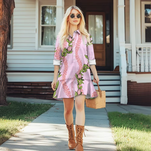 Vestido Camisero Hawaiano Personalizado con Diseño de Puakenikeni, Manga Larga, para Mujer, Estilo Casual para Vacaciones - Product Image 5