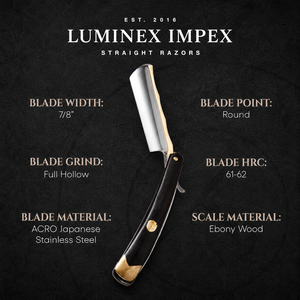 Navaja de Afeitar Recta Vintage Luminex Impex con Mango de Concha de Abulón y Acero al Carbono, Lista para Usar en Barberías y Salones - Product Image 4