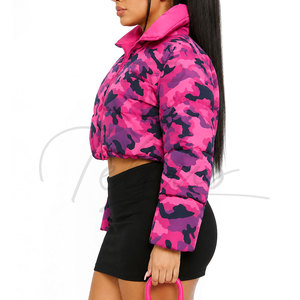 Customize Long Sleeve Cropped Women Puffer <b>Jackets</b> Winter Outdoor Cold Weather Lightweight <b>Camo</b> Puffer Coat - Product Image 5