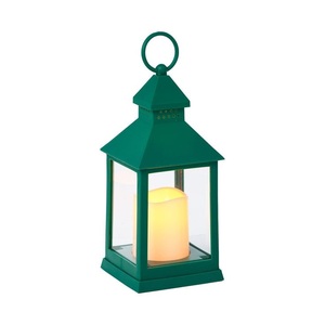 Classic Dynamic Design <b>Square</b> Shape Metal & Glass <b>Candle</b> Lantern Centerpiece for Floor Home & Hotel in Sage Green Finished - Product Image 3