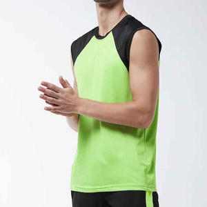 Camiseta sin mangas deportiva para hombre, verde lima, estilo raglán, dos tonos, para gimnasio, con logo personalizado, para entrenamiento y fitness, al por mayor - Product Image 3
