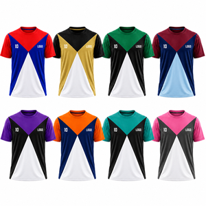 Camiseta de Fútbol Retro Geométrica Personalizada con Logotipo Frontal, Unisex, Sublimada, 100% Poliéster, Fabricante OEM de Marca Privada, Venta al Por Mayor - Product Image 2