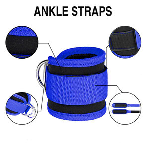 Correa de tobillo acolchada de neopreno para máquina de cable, ejercicios de fitness, tobilleras para entrenamiento de piernas y glúteos, muñequera de gimnasio con anillas en D de acero - Product Image 6