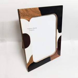 Marco DE FOTOS acrílico con incrustaciones de resina de madera de lujo azul marino blanco con incrustaciones de latón aspecto natural Varios tamaños disponibles - Product Image 2