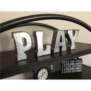 Letras del Alfabeto de Metal Galvanizado Vintage, Decoración de Pared de Hierro Rústico 3D, Letras de Zinc de la A a la Z para Decoración del Hogar, Bodas y Fiestas - Product Image 2