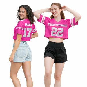 เสื้อยืดครอปผู้หญิงขายส่ง พิมพ์ลายหมายเลขตามสั่ง แขนสั้น สไตล์เจอร์ซีย์ แฟชั่นสตรีทแวร์ฤดูร้อน เสื้อครอปท็อป - Product Image 1