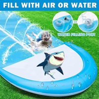 Toboggan aquatique gonflable Shark Double Lane pour enfants, en PVC vinyle personnalisé, jouet d'été pour usage intérieur/extérieur, capacité maximale <100 kg <2