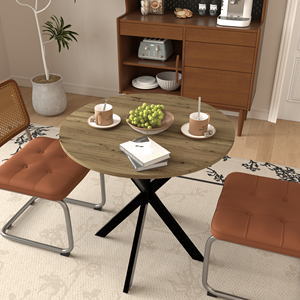 Tavolo da 31.5 pollici moderno da sala da pranzo tavolo da cucina rotondo con metallo nero gambe per 2-4 persone piccolo cerchio Design - Product Image 1