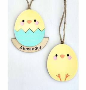 Etiquetas de madera personalizadas para huevos de Pascua, adorno de conejo de madera cortado con láser, nombre personalizado, etiquetas para cestas de Pascua, regalo para niños, decoración del hogar - Product Image 3