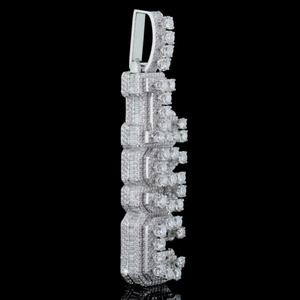 3d heavy vvs moissanite vertical pendant rhodium plated sterling silver diamond tester approved hip hop jewelry pendants & charm - Product Image 4