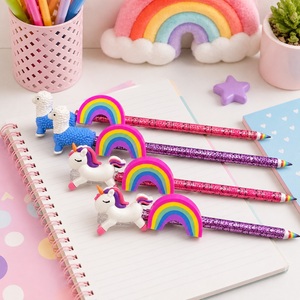 Ensemble cadeau de papeterie personnalisée 3 en 1 : Ensemble de crayons arc-en-ciel mignon, taille-crayon licorne et alpaga, gomme, ensemble arc-en-ciel OEM - Product Image 6