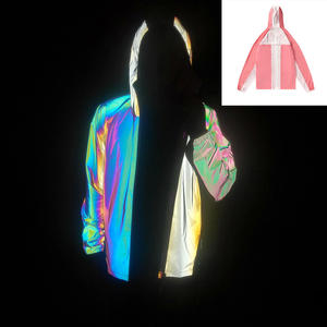 Conjunto de Ropa Deportiva Casual de Otoño para Hombre, Chaqueta con Capucha Reflectante de Alta Visibilidad con Estampado de Malla, Cortavientos, Ropa de Calle - Product Image 5