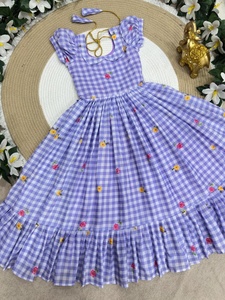 Robe à carreaux en Chanderi de qualité supérieure pour enfants avec doublure en coton - Product Image 4