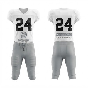 Nouveauté, vente en gros, ensembles de vêtements de sport personnalisés pour équipes, impression par sublimation numérique, maillot de football américain brodé pour hommes, short - Product Image 1