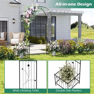Pergola/Gazebo da Giardino 2-in-1 con 2 Fioriere Laterali e 8 Picchetti da Terra - Product Image 5