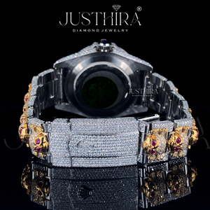 Montres-bracelets de luxe pour hommes en alliage, à quartz, tendance, avec diamants de laboratoire, du meilleur fournisseur indien, prix d'usine - Product Image 5