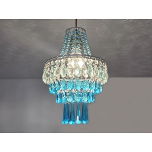 Lustre en verre bleu élégant de qualité standard, décorations lumineuses en forme de goutte d'eau, luminaire de plafond - Product Image 3