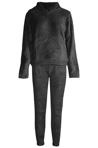 Ensemble de survêtement en velours personnalisé pour femme, grande taille, avec sweat à capuche zippé et pantalon de jogging, motif uni, 2 pièces, hauts courts, imperméable – Vente chaude - Product Image 4