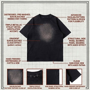 Camiseta Oversize de Algodón 300gsm con Lavado Vintage y Efecto Desgastado, Estilo Streetwear Personalizado, Corte Holgado con Ojales Metálicos - Product Image 4