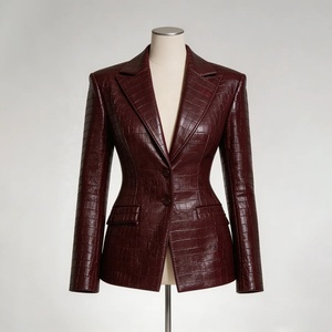 Blazer Homme 2026 en Similicuir Tressé, Col V, Fermeture Éclair, Coupe Slim, Anti-UV & Écologique, Veste de Bureau Élégante avec Poches - Product Image 1