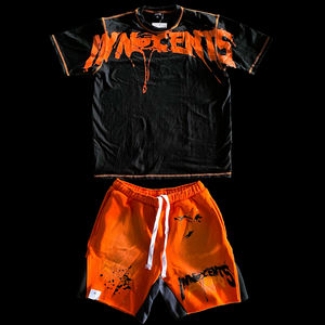 Ensemble de costume d'été deux pièces pour homme, personnalisé avec logo ODM, short et t-shirt délavés à l'acide, séchage rapide, polyester/coton - Product Image 4