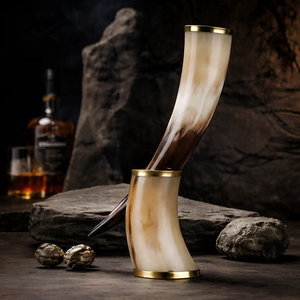 Corne à boire avec support, mug à bière de 16 oz, cadeau pour les amateurs de bière, décoration de bar et de maison, fête, festival et reconstitution historique - Product Image 6
