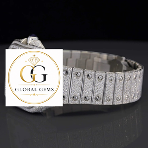 Reloj de Diamantes Moissanite VVS con Esfera de Zafiro Verde Antiguo, Movimiento Automático, de Exportador Indio, para Regalo de Cumpleaños a Buen Precio - Product Image 3