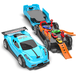Mirana <b>Car</b>-in-<b>Car</b> <b>Garage</b> <b>Toy</b> for Kids | 4 Diecast Metal <b>Cars</b> | Foldable Storage Playset with Handle | Holds up to 16 Vehicles - Product Image 2
