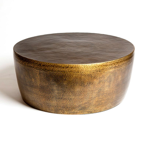 Solid Design Metal Hammered Golden Round Coffee Table Eco-Friendly <b>Portable</b> Home Living Room Decorative Furniture - Product Image 1