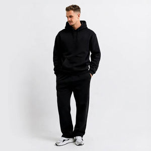 Ensemble sweat à capuche et pantalon de survêtement noir unisexe de marque Customer Brand, anti-boulochage, doublure polaire, fermeture à cordon, couleur unie, manches longues, 100 % coton - Product Image 1