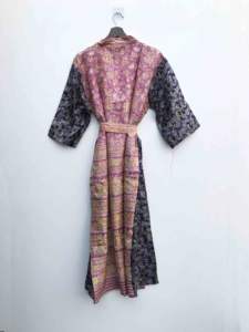 Robe de Demoiselle d'Honneur Kimono en Soie Longue Faite Main de Haute Qualité, Style Vintage Patchwork, Ensemble de Nuisette pour Femme, Taille Unique - Product Image 5