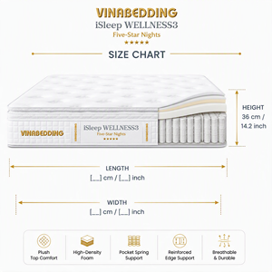 Matelas hybride Vinabedding ISleep Wellness 3 avec surmatelas, tissu polyester respirant, mobilier moderne pour la maison - Product Image 4
