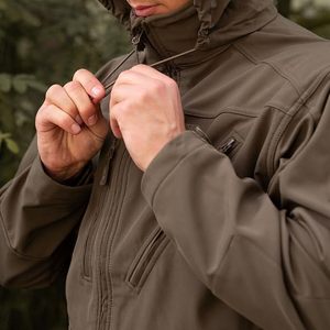 Veste softshell d'hiver à capuche pour homme, couleur contrastée, fermeture éclair imperméable, vêtements de sport pour l'extérieur - Product Image 3