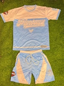 Conjunto de camiseta y pantalones cortos de sublimación a la moda, de manga corta, de poliéster, para verano, conjunto de 2 piezas. - Product Image 4