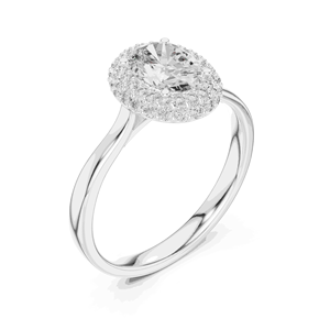 Bague de fiançailles avec halo de diamants ronds de 1 carat, cultivés en laboratoire, en argent sterling 925, 1,28 CTW, pour femme - Product Image 3
