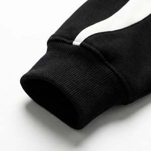 Sudadera con Capucha Black Flame Panel Hoodie con Aplique de Llama Blanca Intensa, Bolsillo Canguro |   Ropa Urbana Premium OEM / Marca Privada - Product Image 5